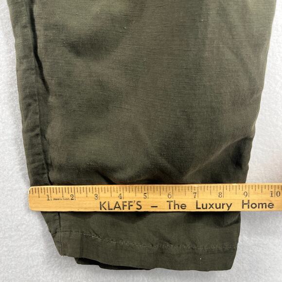 EILEEN FISHER Dress Pants L Linen Silk Canvas Pleated Straight Trouser Green - Picture 13 of 14